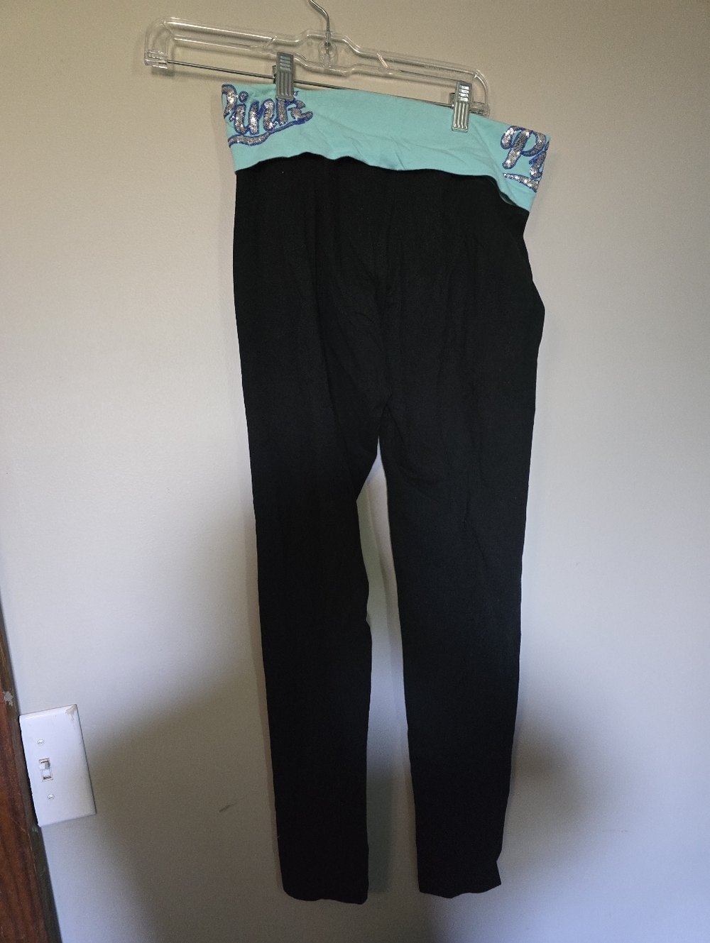 PINK Victoria's Secret Black Fold Over Y2K Yoga Pants